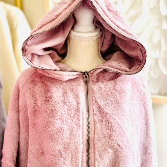 Free People Mauve Turn Up Fleece Zip Hoodie - Picture 4 of 8